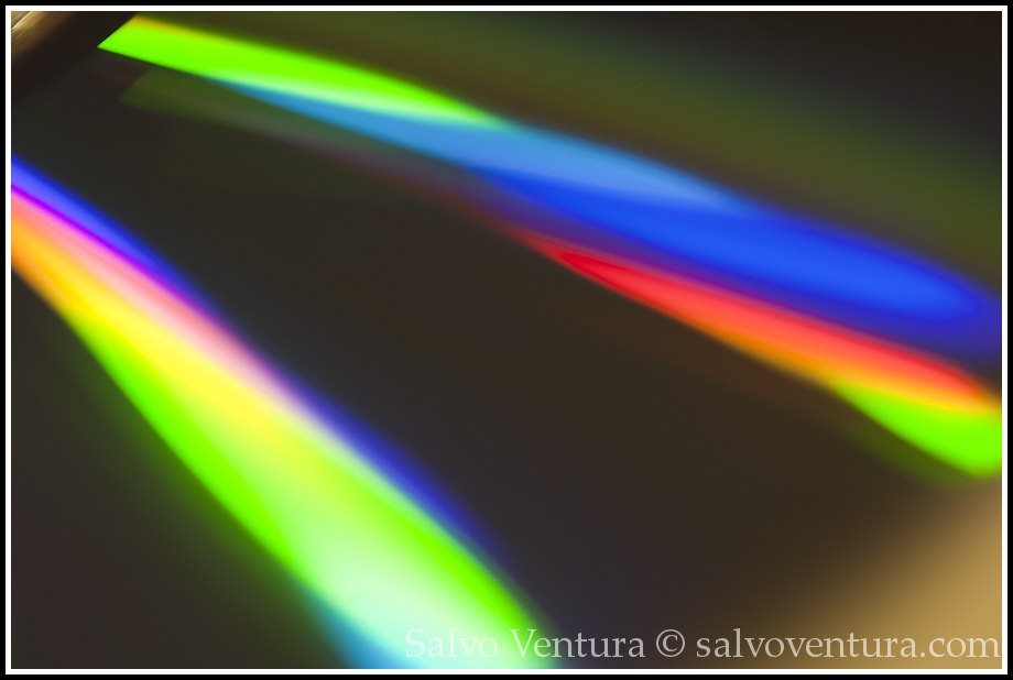 Macro photography of light reflections on a DVD disc